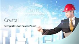  Presentation with asset protection - Theme having handsome-businessman-with-helmet-drawing background and a cool aqua colored foreground