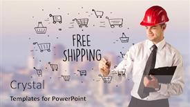  Presentation with free - Presentation design consisting of handsome-businessman-with-helmet-drawing background and a light gray colored foreground