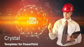  Presentation with today - Beautiful PPT theme featuring handsome-businessman-with-helmet-drawing backdrop and a tawny brown colored foreground