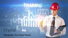  Presentation with drawing architecture - PPT theme having handsome-businessman-with-helmet-drawing background and a teal colored foreground