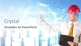  Presentation with inventory management - PPT theme having handsome-businessman-with-helmet-drawing background and a cool aqua colored foreground