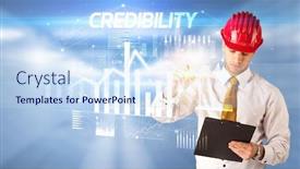  Presentation with drawing architecture - Presentation theme with handsome-businessman-with-helmet-drawing background and a sky blue colored foreground