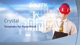  Presentation with drawing architecture - PPT theme featuring handsome-businessman-with-helmet-drawing background and a sky blue colored foreground
