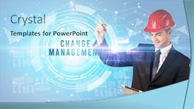  Presentation with business change - Theme consisting of handsome-businessman-with-helmet-drawing background and a light blue colored foreground