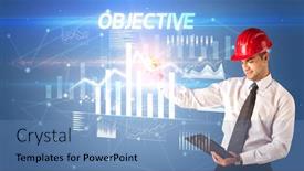  Presentation with objective - Presentation enhanced with handsome-businessman-with-helmet-drawing background and a teal colored foreground