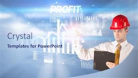  Presentation with drawing architecture - PPT theme having handsome-businessman-with-helmet-drawing background and a sky blue colored foreground