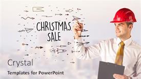  Presentation with christmas sale - Cool new theme with handsome-businessman-with-helmet-drawing backdrop and a sky blue colored foreground