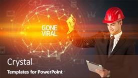  Presentation with viral - Slide deck having handsome-businessman-with-helmet-drawing background and a tawny brown colored foreground