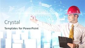  Presentation with equity - Slide set consisting of handsome-businessman-with-helmet-drawing background and a sky blue colored foreground