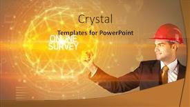  Presentation with online survey - Slide deck featuring handsome-businessman-with-helmet-drawing background and a yellow colored foreground