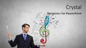  Presentation with paint brush - Beautiful presentation theme featuring handsome businessman with paint brush backdrop and a light gray colored foreground