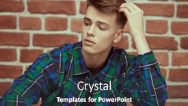  Presentation with emotions - PPT theme featuring handsome-calm-young-man background and a tawny brown colored foreground