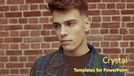  Presentation with emotions - PPT theme featuring handsome-calm-young-man background and a tawny brown colored foreground