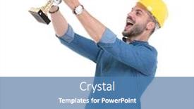  Presentation with trophy - Beautiful slides featuring a construction helmet standing backdrop and a teal colored foreground