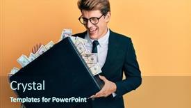  Presentation with full page business - Slide set having handsome-caucasian-business-man-holding background and a navy blue colored foreground