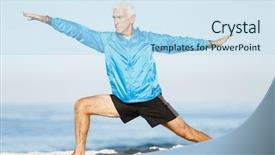  Presentation with exercise kids kid doing fitness - Cool new presentation design with handsome caucasian male doing exercises backdrop and a sky blue colored foreground