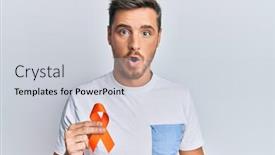  Presentation with awareness - Audience pleasing slide deck consisting of handsome-caucasian-man-holding-awareness backdrop and a light gray colored foreground