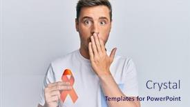  Presentation with awareness - Amazing theme having handsome-caucasian-man-holding-awareness backdrop and a sky blue colored foreground