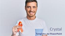  Presentation with awareness - Presentation design with handsome-caucasian-man-holding-awareness background and a sky blue colored foreground