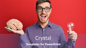  Presentation with inspiration - Presentation theme featuring handsome-caucasian-man-holding-brain background and a violet colored foreground