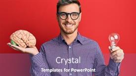  Presentation with inspiration - Presentation design having handsome-caucasian-man-holding-brain background and a violet colored foreground