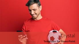  Presentation with football - Amazing PPT layouts having handsome-caucasian-man-holding-football backdrop and a red colored foreground