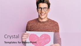  Presentation with heart - Beautiful PPT layouts featuring handsome-caucasian-man-holding-heart backdrop and a lemonade colored foreground