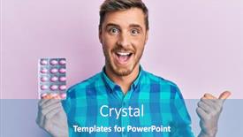  Presentation with pills - Slide set featuring handsome-caucasian-man-holding-pills background and a teal colored foreground