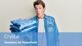  Presentation with stack - Beautiful presentation theme featuring handsome-caucasian-man-holding-stack backdrop and a teal colored foreground