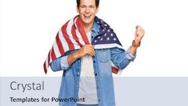  Presentation with united states flag - Theme having handsome-caucasian-man-holding-united background and a teal colored foreground