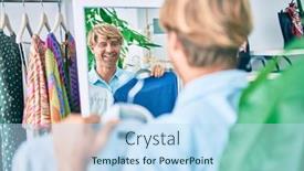  Presentation with retail shopping center - PPT theme having handsome-caucasian-man-smiling-happy background and a sky blue colored foreground