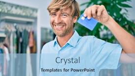  Presentation with retail shopping center - Colorful slide set enhanced with handsome-caucasian-man-smiling-happy backdrop and a light blue colored foreground