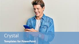  Presentation with smartphone - Beautiful slide set featuring handsome-caucasian-man-using-smartphone backdrop and a teal colored foreground
