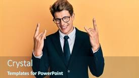  Presentation with rock star - Cool new theme with handsome-caucasian-man-wearing-business backdrop and a navy blue colored foreground