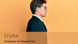  Presentation with business profile - Slides featuring handsome-caucasian-man-wearing-business background and a yellow colored foreground