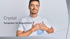 Presentation with womens health case study - Amazing PPT theme having handsome-caucasian-man-wearing-casual backdrop and a light gray colored foreground