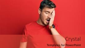  Presentation with tshirt - Cool new PPT layouts with handsome-caucasian-man-wearing-casual backdrop and a red colored foreground