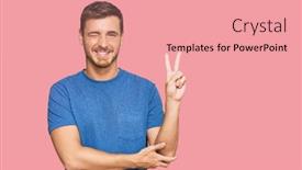  Presentation with victory - Beautiful slides featuring handsome-caucasian-man-wearing-casual backdrop and a coral colored foreground