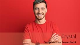  Presentation with tshirt - PPT layouts enhanced with handsome-caucasian-man-wearing-casual background and a red colored foreground