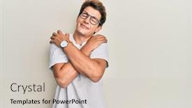  Presentation with confident love - PPT theme enhanced with handsome-caucasian-man-wearing-casual background and a soft green colored foreground