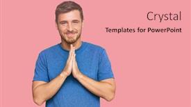  Presentation with praying hands - Slide set featuring handsome-caucasian-man-wearing-casual background and a coral colored foreground