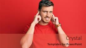  Presentation with tshirt - Amazing slide set having handsome-caucasian-man-wearing-casual backdrop and a red colored foreground