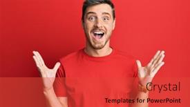  Presentation with tshirt - PPT theme having handsome-caucasian-man-wearing-casual background and a red colored foreground