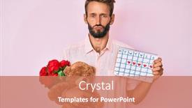  Presentation with anniversary - Presentation design having handsome-caucasian-man-with-beard background and a coral colored foreground