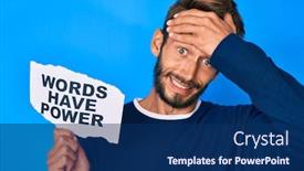  Presentation with beard - Cool new slide set with handsome-caucasian-man-with-beard backdrop and a navy blue colored foreground
