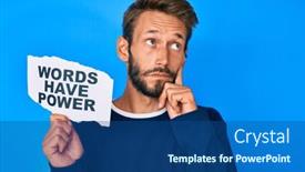  Presentation with beard - Colorful PPT theme enhanced with handsome-caucasian-man-with-beard backdrop and a ocean colored foreground