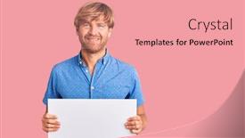  Presentation with poster - Cool new slides with handsome-caucasian-man-with-beard backdrop and a coral colored foreground