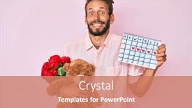  Presentation with anniversary - Beautiful presentation featuring handsome-caucasian-man-with-beard backdrop and a coral colored foreground