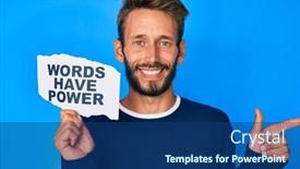  Presentation with beard - Colorful presentation enhanced with handsome-caucasian-man-with-beard backdrop and a ocean colored foreground