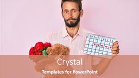  Presentation with anniversary - Presentation theme consisting of handsome-caucasian-man-with-beard background and a coral colored foreground